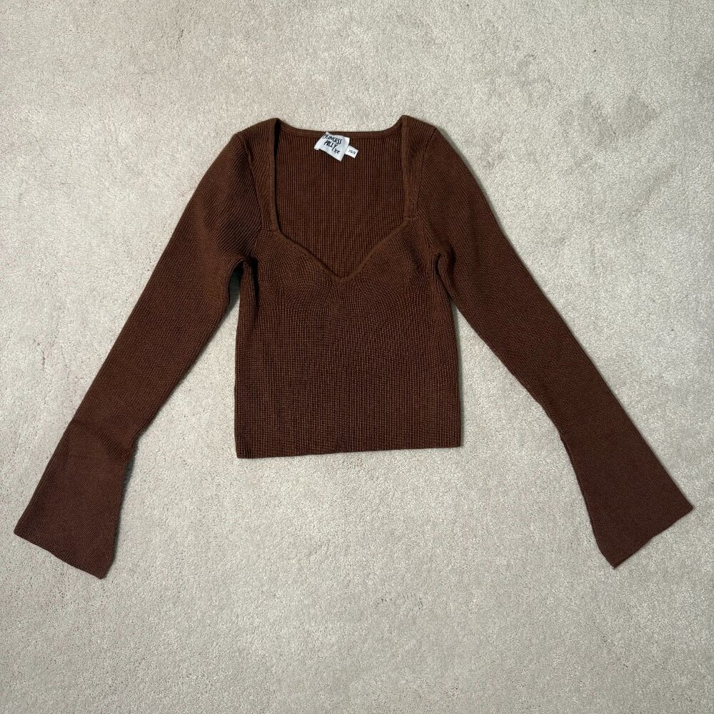 Brown Ribbed Long Sleeve